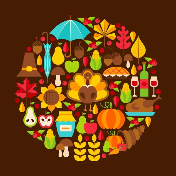 Platte Thanksgiving Day Concept — Stockvector