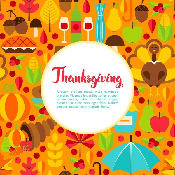 Плоское поздравление на День Благодарения — стоковый вектор