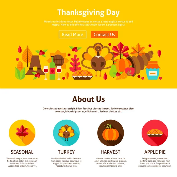 Día de Acción de Gracias Diseño del sitio web — Vector de stock