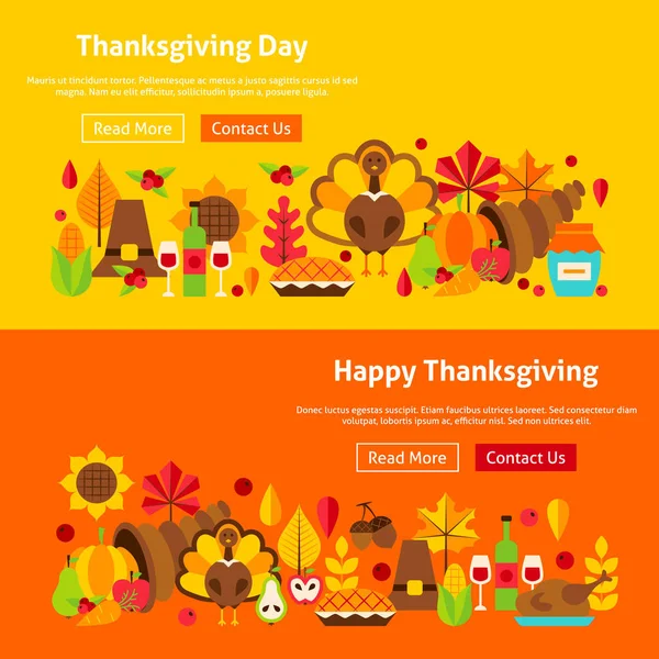 Thanksgiving Day Website Banners — Stock Vector