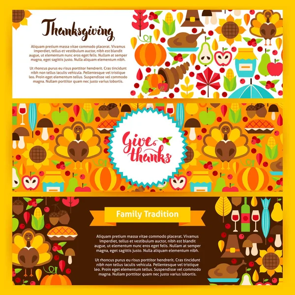 Bannières horizontales de Thanksgiving — Image vectorielle