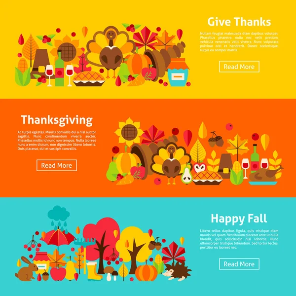 Bannières horizontales Web Thanksgiving — Image vectorielle