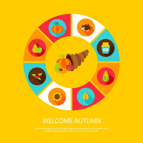 Bienvenido Otoño Concepto — Vector de stock