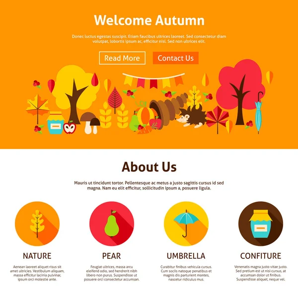 Web Design Welkom herfst — Stockvector
