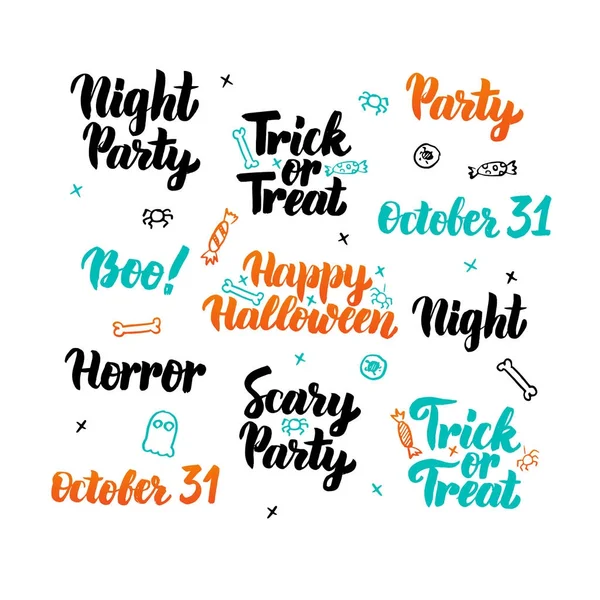 Gelukkig Halloween belettering set — Stockvector