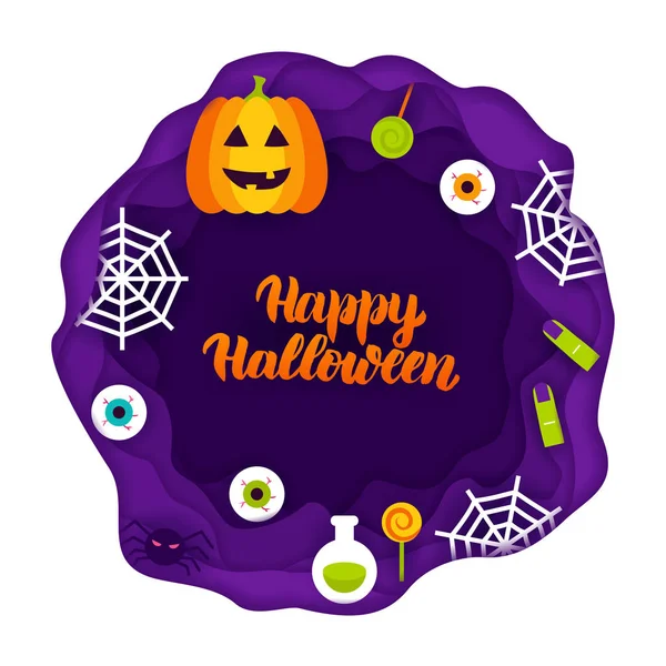 Joyeux Halloween Papercut Concept — Image vectorielle
