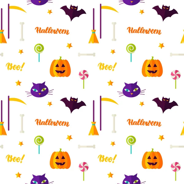 Patrón sin costura de impresión de Halloween feliz — Archivo Imágenes Vectoriales