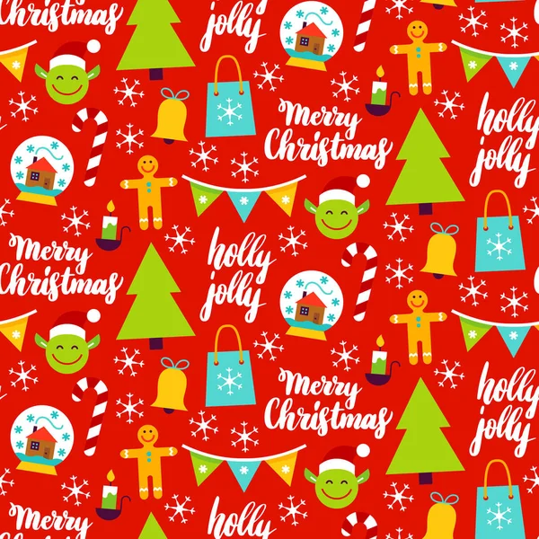 Christmas Red Seamless Pattern — Stock Vector