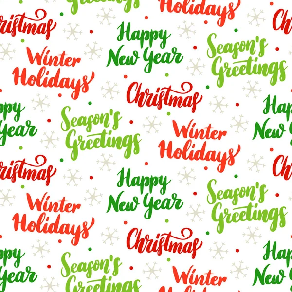 Navidad vacaciones Lettering patrón sin costura — Vector de stock