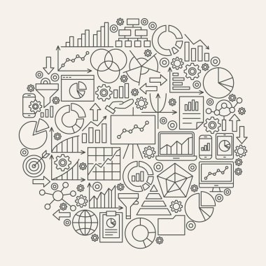 İş diyagramı satır simgeler daire