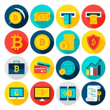 Bitcoin para birimi düz simgeler
