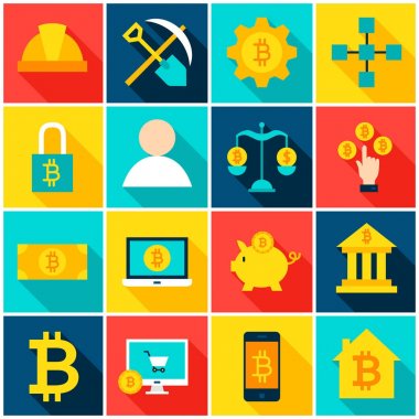 Cryptocurrency Bitcoin renkli simgeler