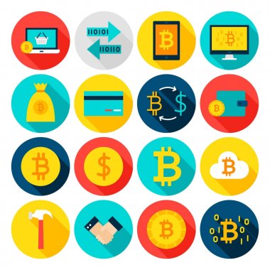 Döviz Alım Bitcoin düz simgeler