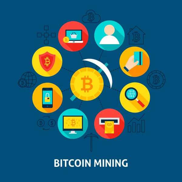 Bitcoin mining koncepcja — Wektor stockowy