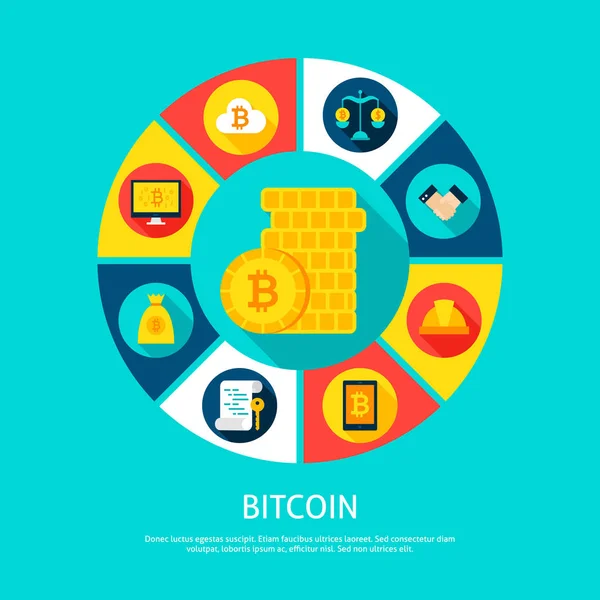 Concept d'argent Bitcoin — Image vectorielle