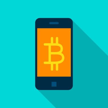 Bitcoin Mobile düz simgesi