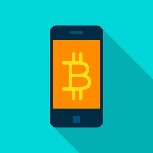 Bitcoin Mobile Icono plano — Archivo Imágenes Vectoriales
