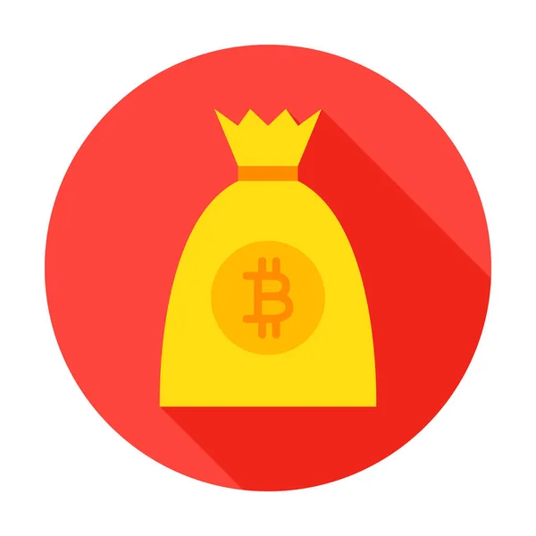 Bitcoin Money Bag Circle Icon — Stock Vector