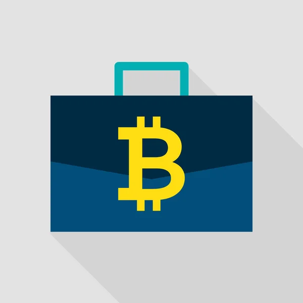 Bitcoin Suitcase Flat Icon — Stock Vector