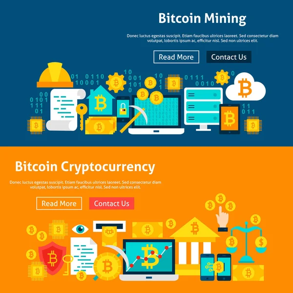 Bitcoin Cryptocurrency Website Banners — Stock Vector