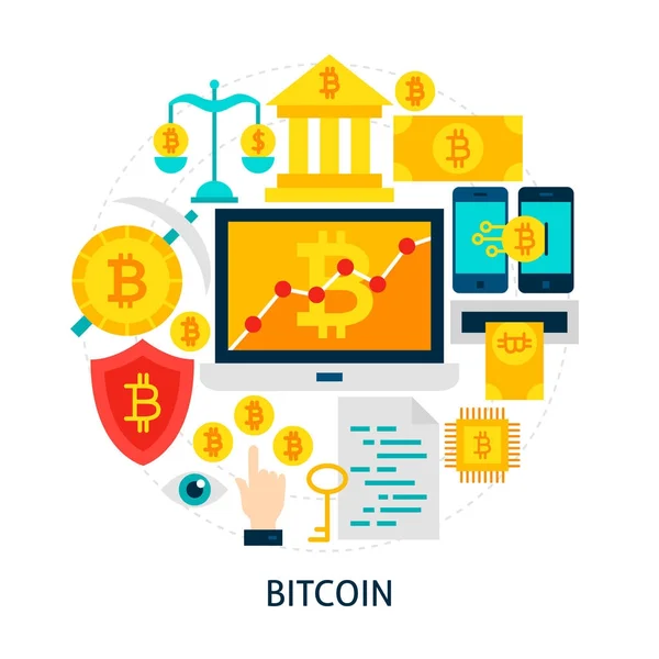 Bitcoin Flat Concept — Stock Vector