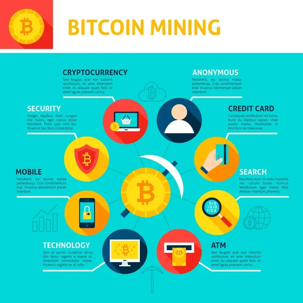 Bitcoin Mining Infographics — Stock Vector