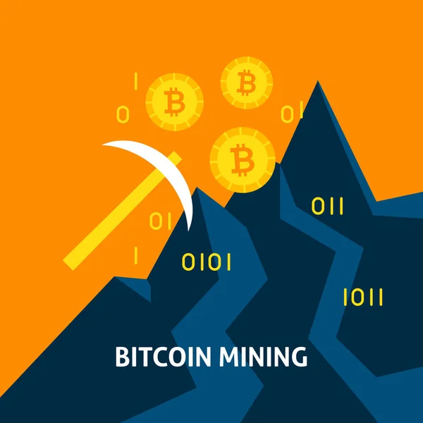 Bitcoin Mining Mattock Concept — Stock Vector