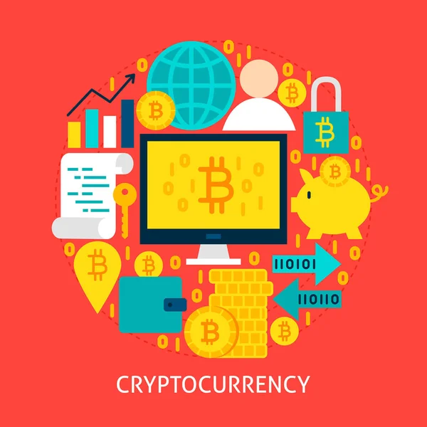 Cryptocurrency Flat Concept — Stock Vector