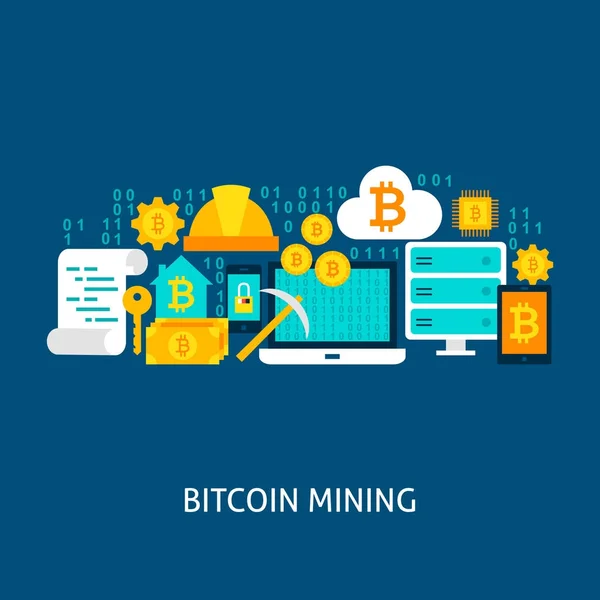 Bitcoin-Mining-Vektorkonzept — Stockvektor