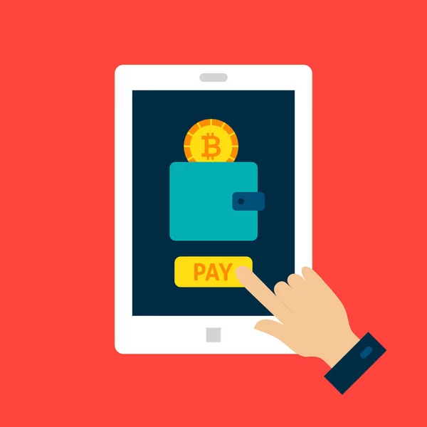Bitcoin Tablet Pay Concept — Stock Vector
