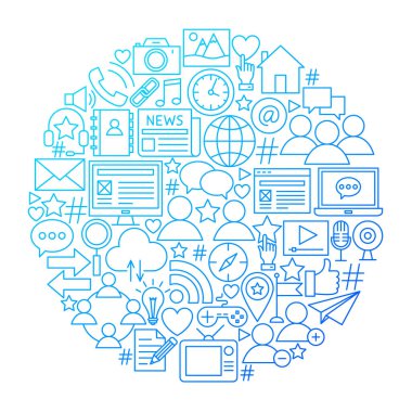 Sosyal medya simge daire satır