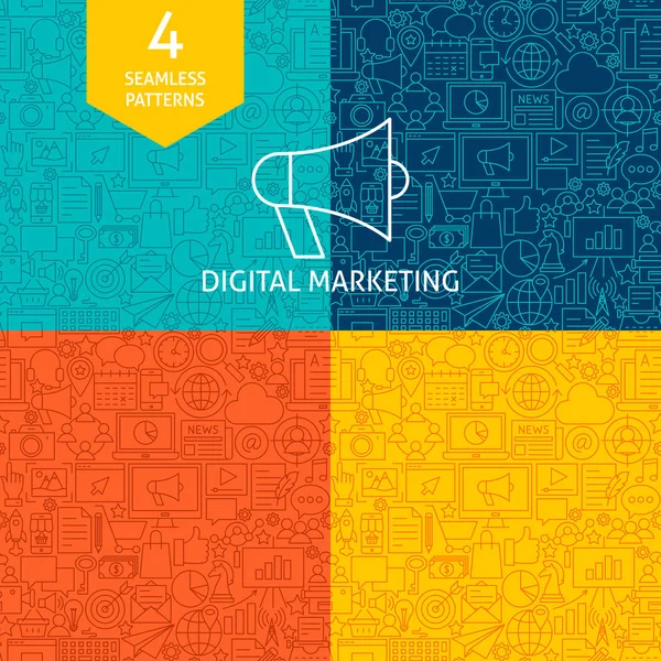 Patrones de marketing digital de línea — Vector de stock