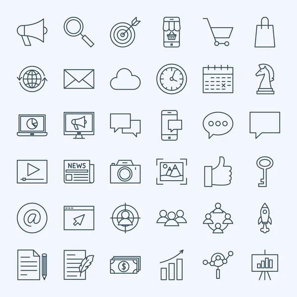 Line Marketing Icons — Stock Vector