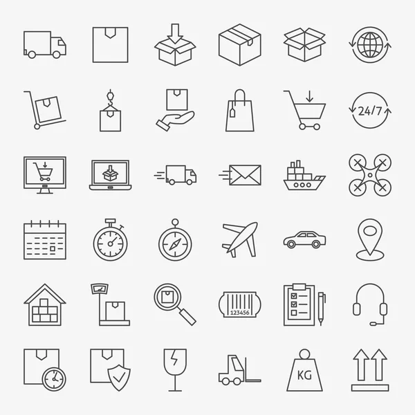 Delivery Line Icons Set — Stock Vector