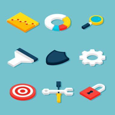 İş istatistikleri izometrik nesneleri