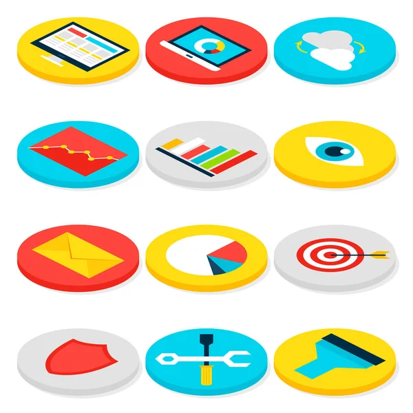 Business Analytics Isometric Icons — Stock Vector