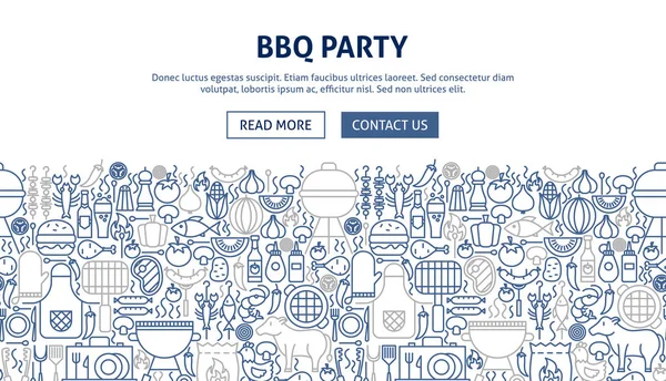 BBQ Party Banner Diseño — Archivo Imágenes Vectoriales