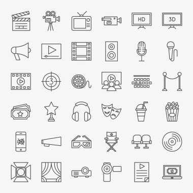 Sinema Film çizgi Icons Set