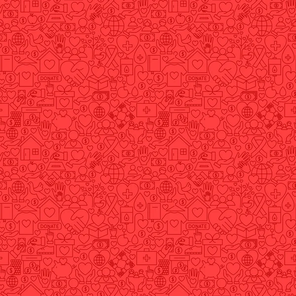 チャリティー赤い線のシームレス パターン — ストックベクタ