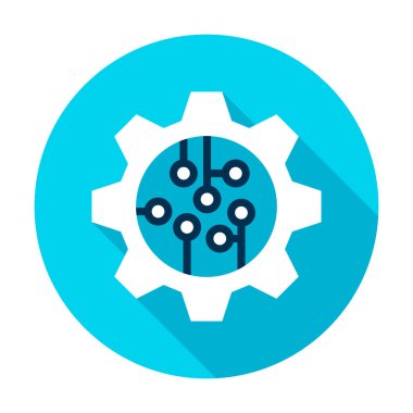 Dişli Tekerlekli Mikroçip Çemberi Simgesi