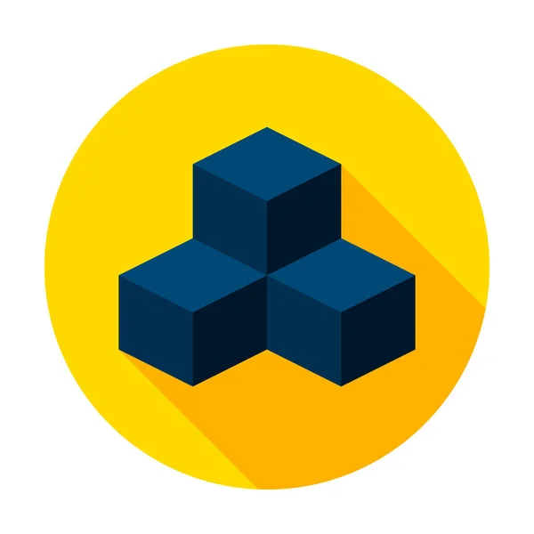 Icono del círculo del cubo de modelado 3D — Vector de stock