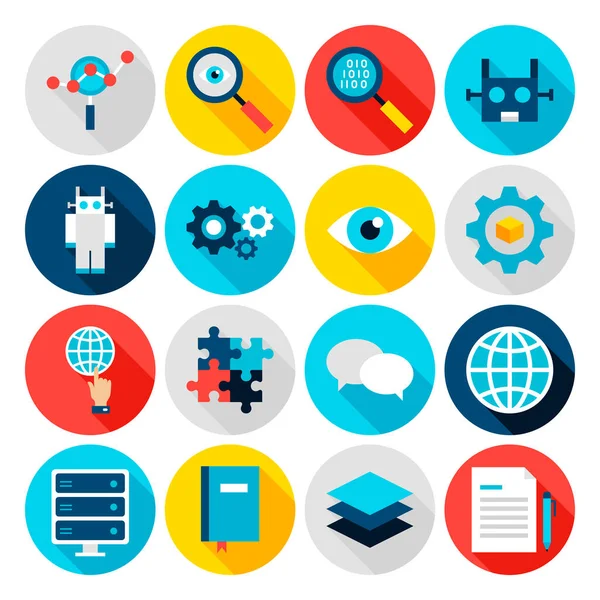 Deep Learning Flat Icons — Stock Vector