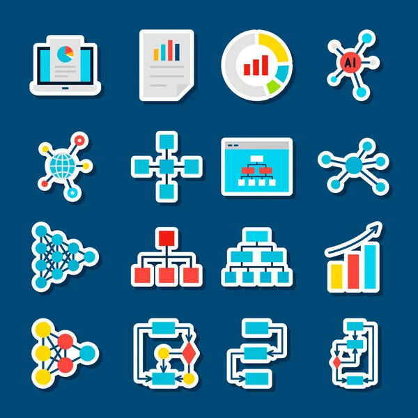 Data Graph Stickers — Stock Vector