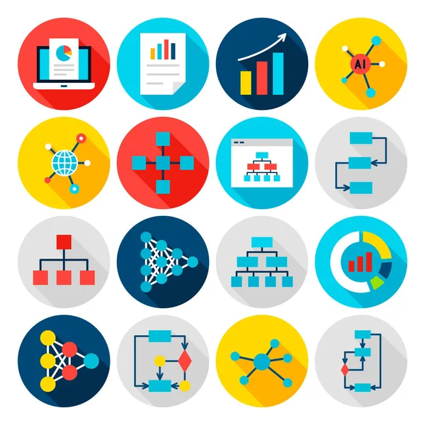 Daten Diagramm flache Symbole — Stockvektor