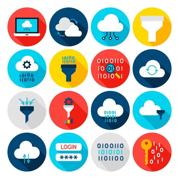 Data Computing Flat Icons — Stock Vector