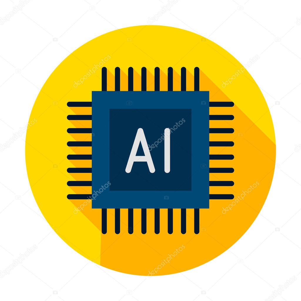 AI Microchip Circle Icon