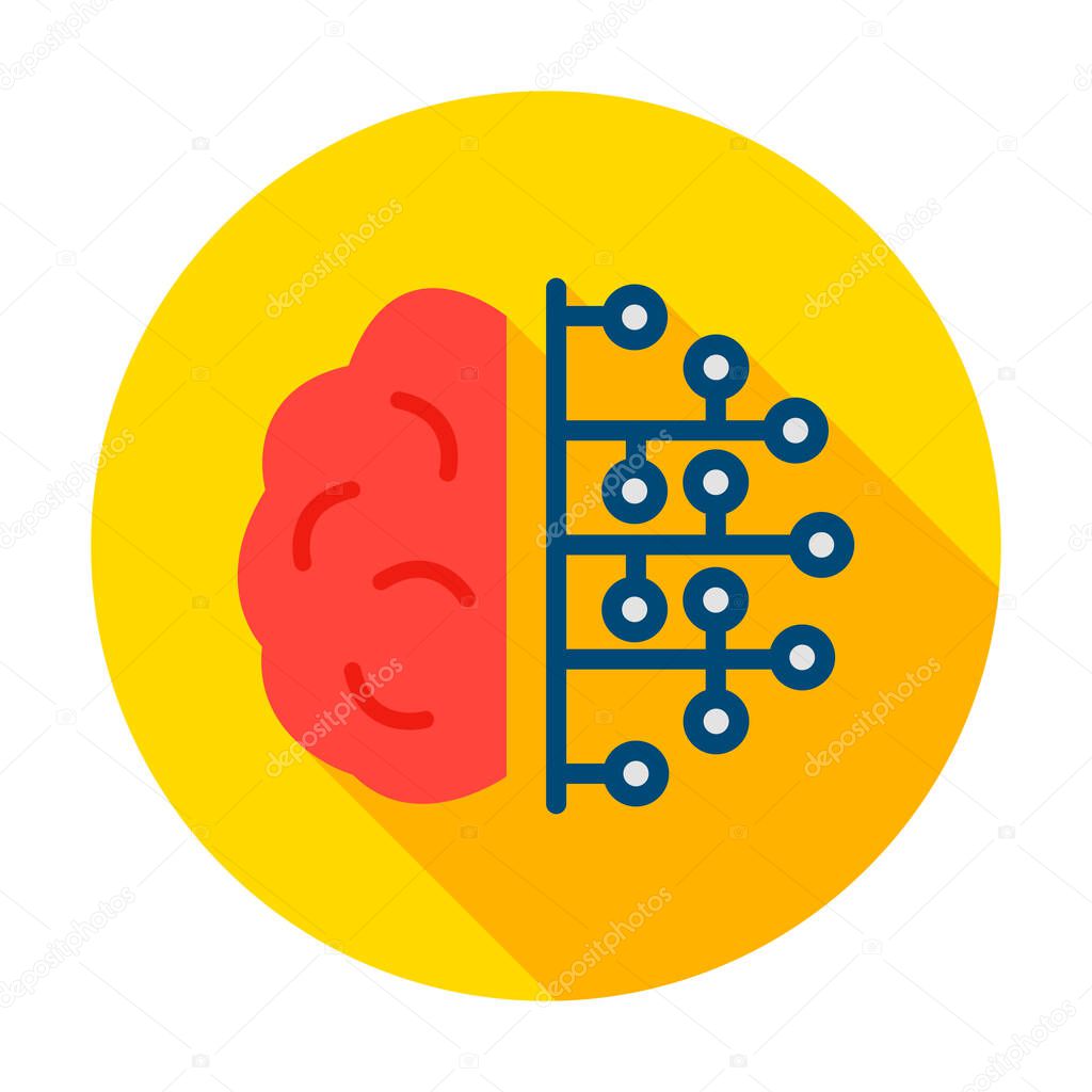 Human Brain Microchip Circle Icon