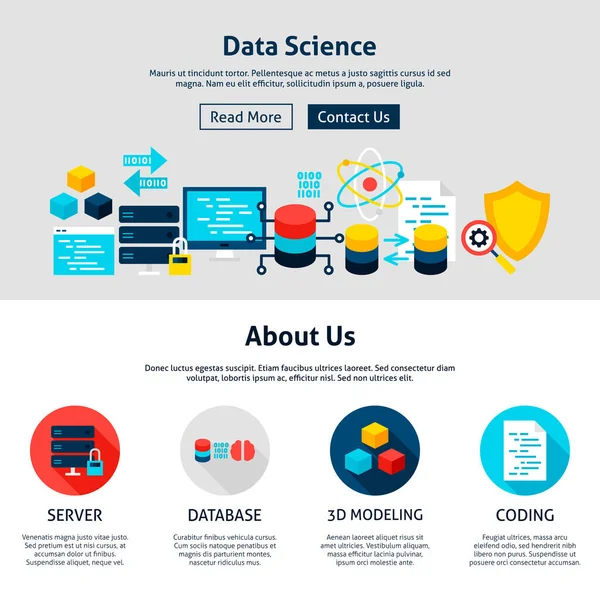 Ciência de dados Website Design —  Vetores de Stock