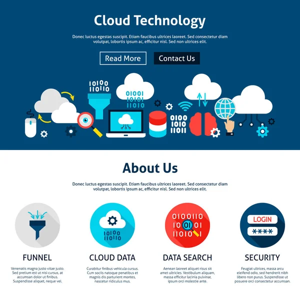 Cloud-Technologie Website-Design — Stockvektor