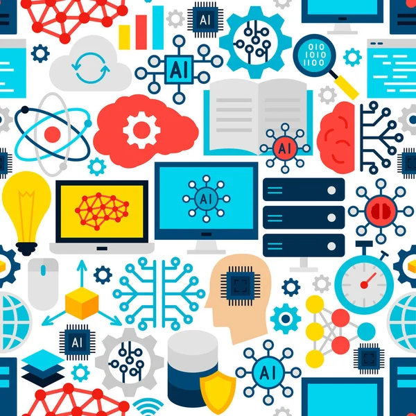 Patrón inconsútil de inteligencia artificial — Vector de stock